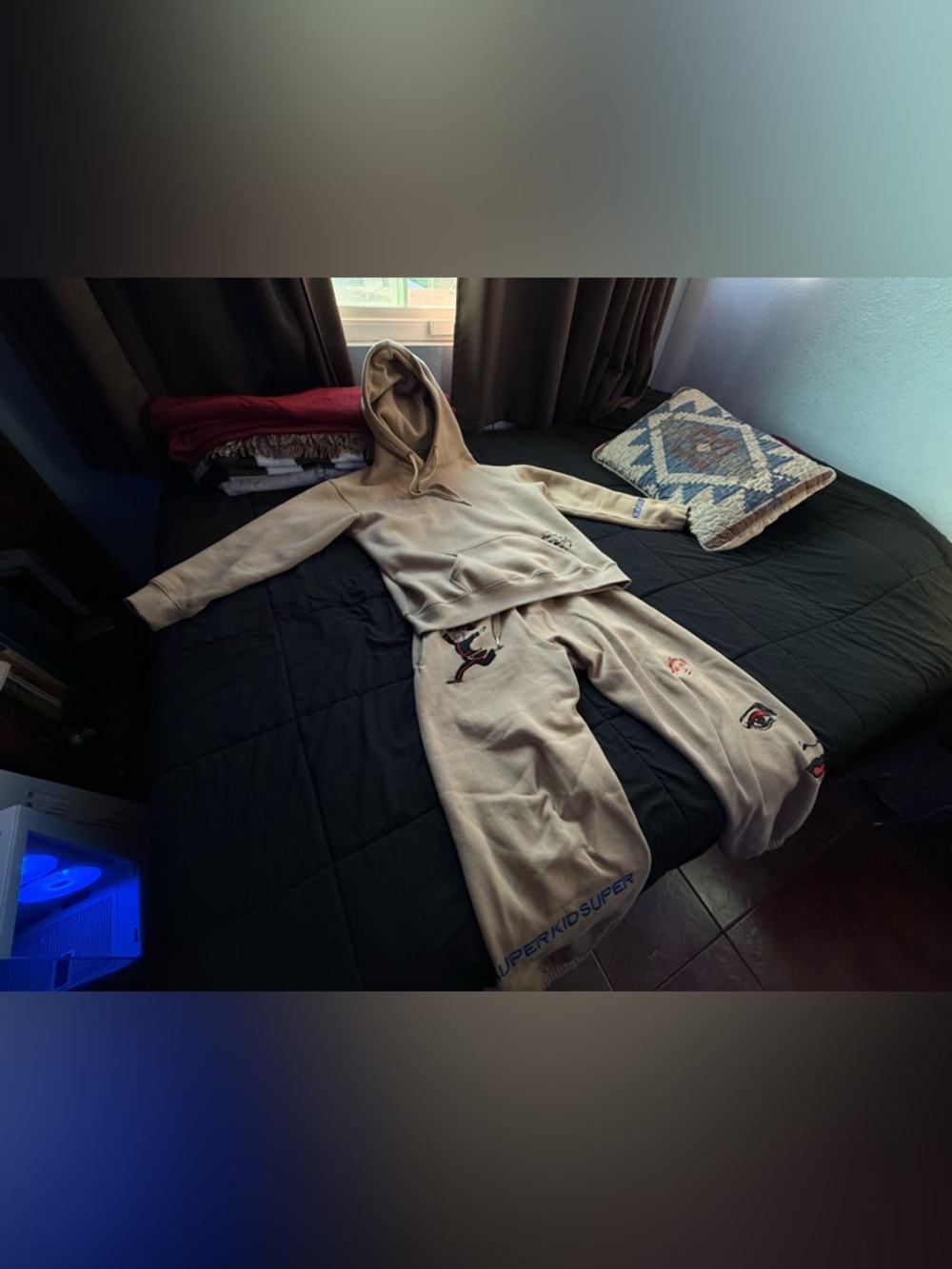 Kid Super Beige Hoodie & Sweatpants Set